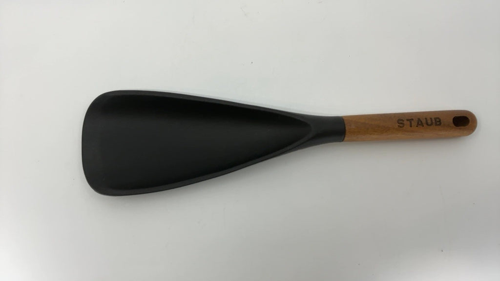 Matte Black Silicone Spatula Spoon, Cooking & Serving w/ Acacia Handle