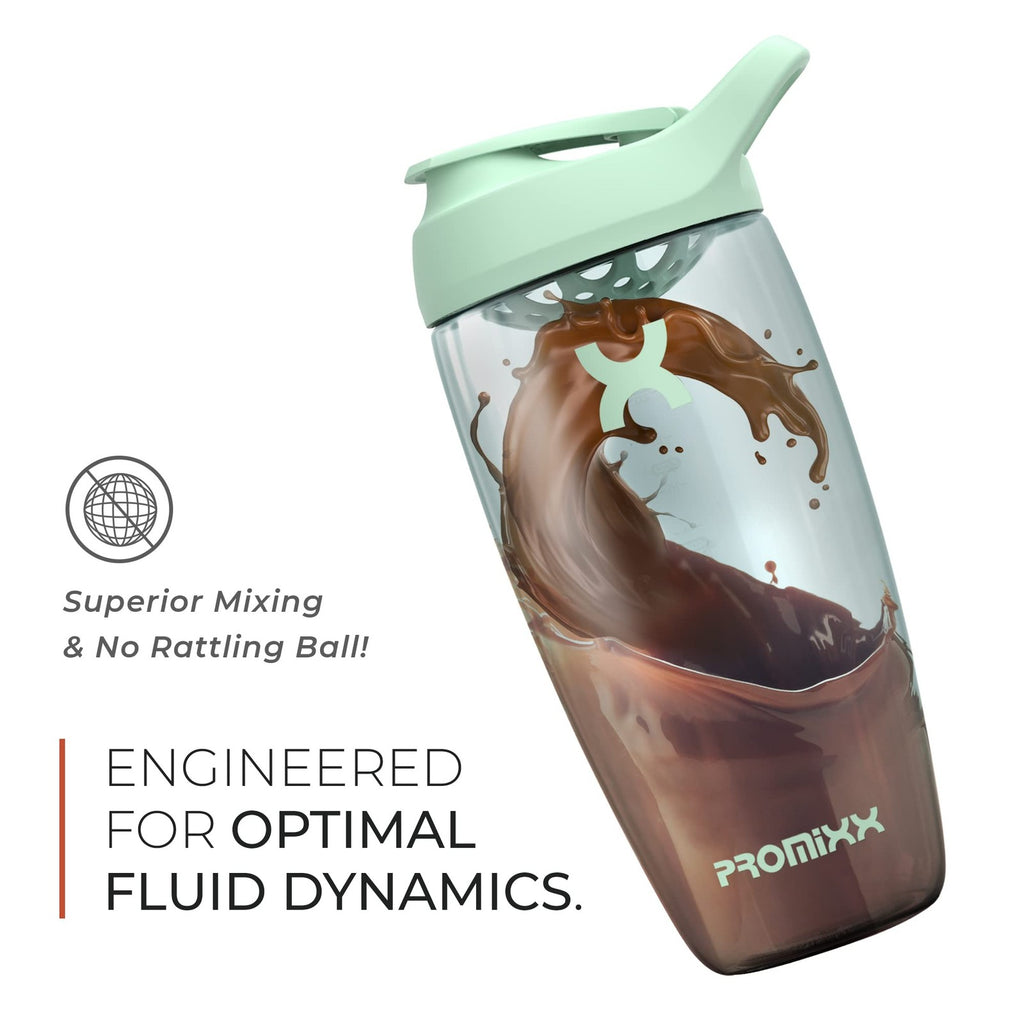 Promixx 32 oz Protein Shaker Bottle - Silent Mixer, Leak-Proof, Coral