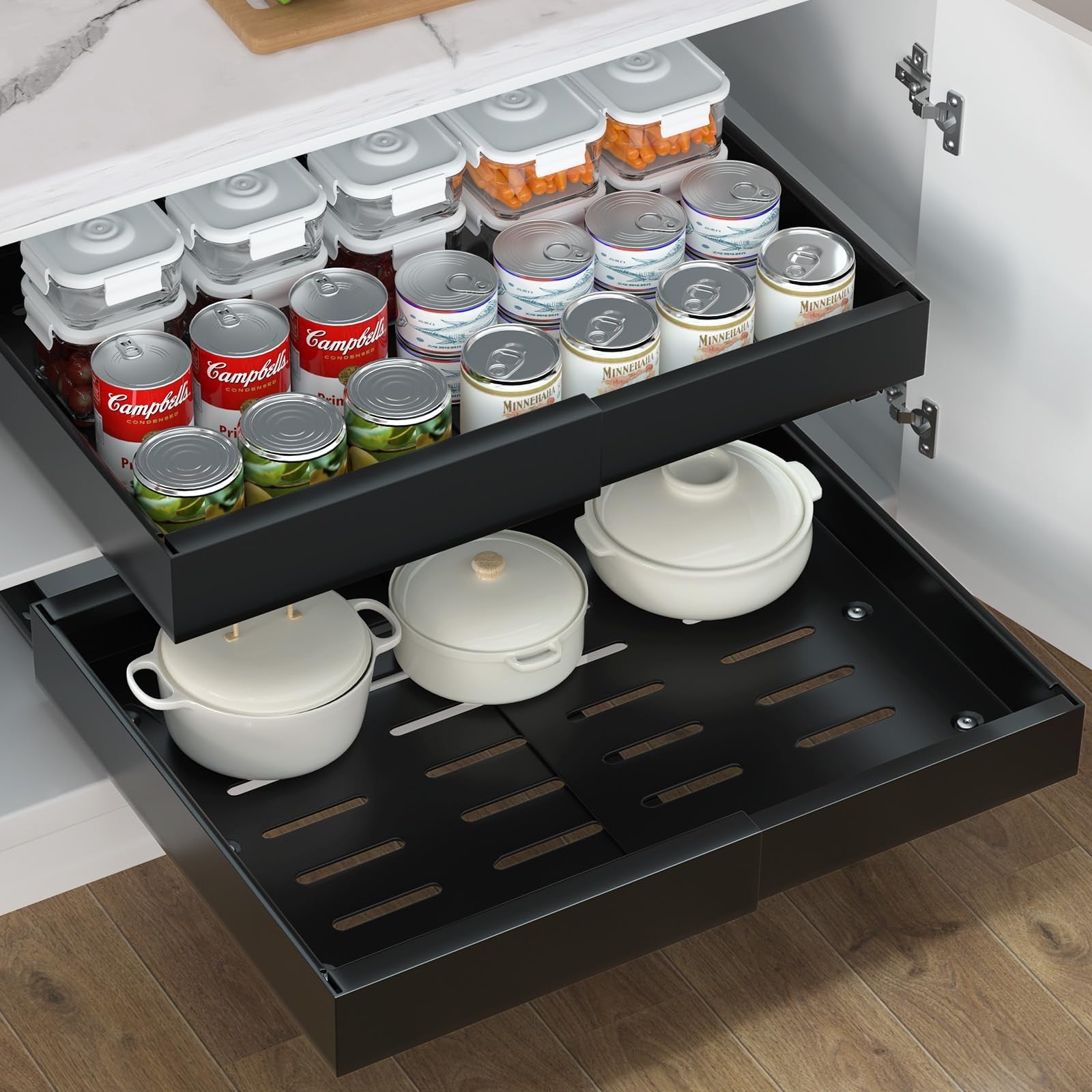 Expandable Slide Out Cabinet Organizer 12.6-20.47 In, 16.54 In Deep
