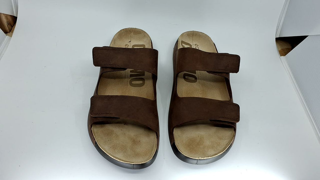 ECCO Men's Cozmo Two Band Slide Sandal, Potting Soil Nubuck, 12-12.5