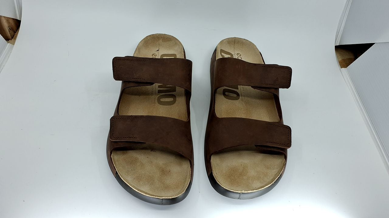 ECCO Men's Cozmo Two Band Slide Sandal, Potting Soil Nubuck, 12-12.5