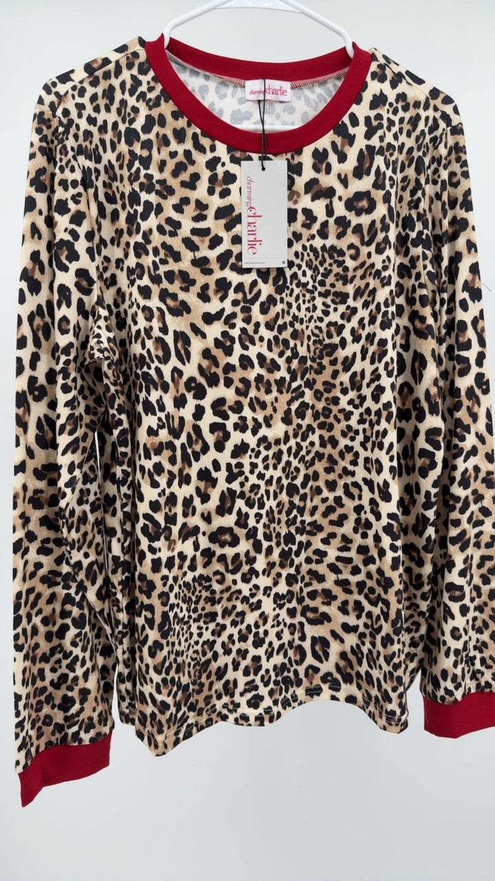 Leopard Print Long Sleeve Blouse
