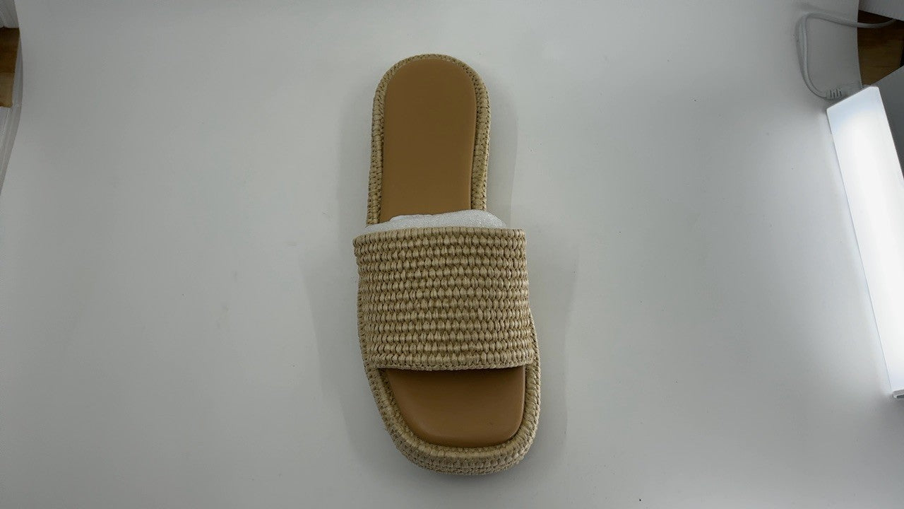 EQAUDES 7.5 Brown Platform Wedge Espadrille Sandals for Women