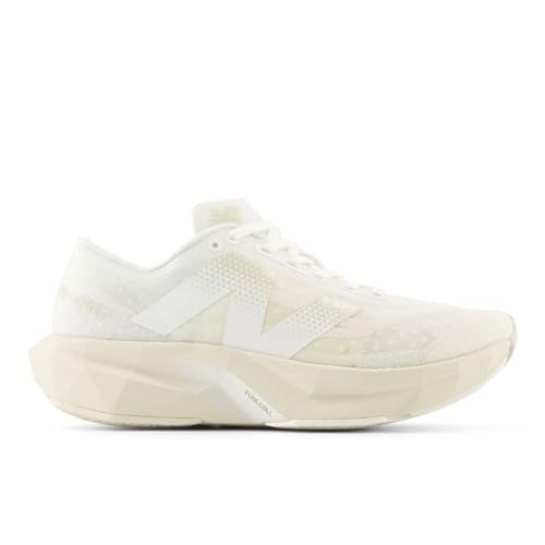 New Balance Women's FuelCell Rebel V4 Running Shoe, White/Linen/Sea Salt, 8