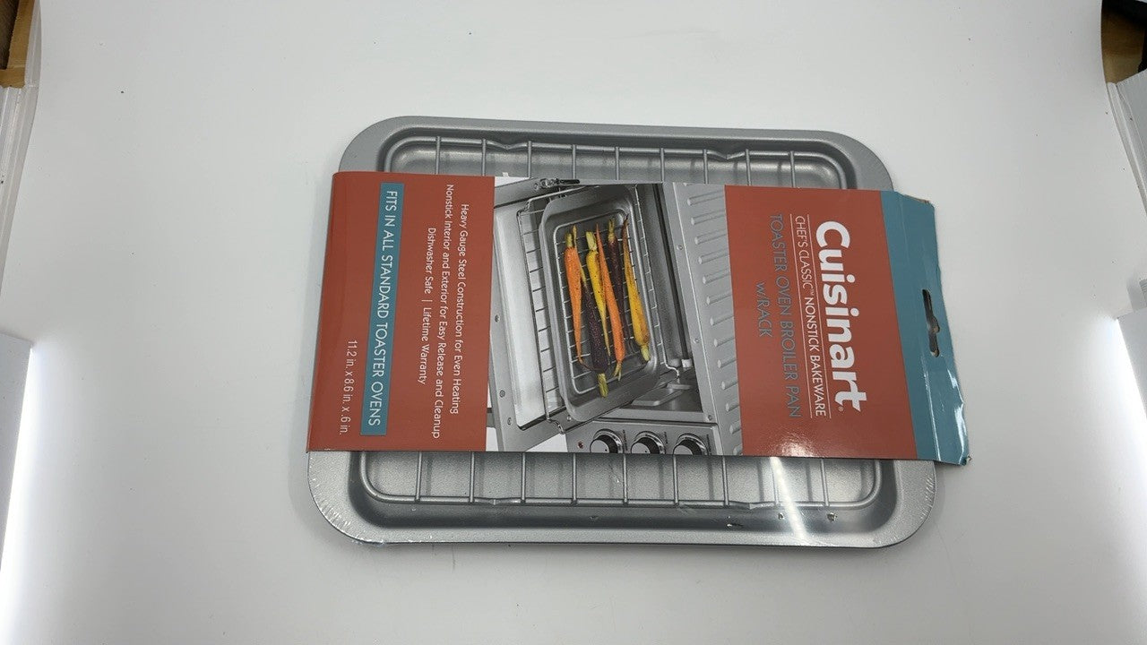 Silver Toaster Oven Broiling Pan w/ Rack, 11.2x8.6in, Cuisinart AMB-TOBPRK