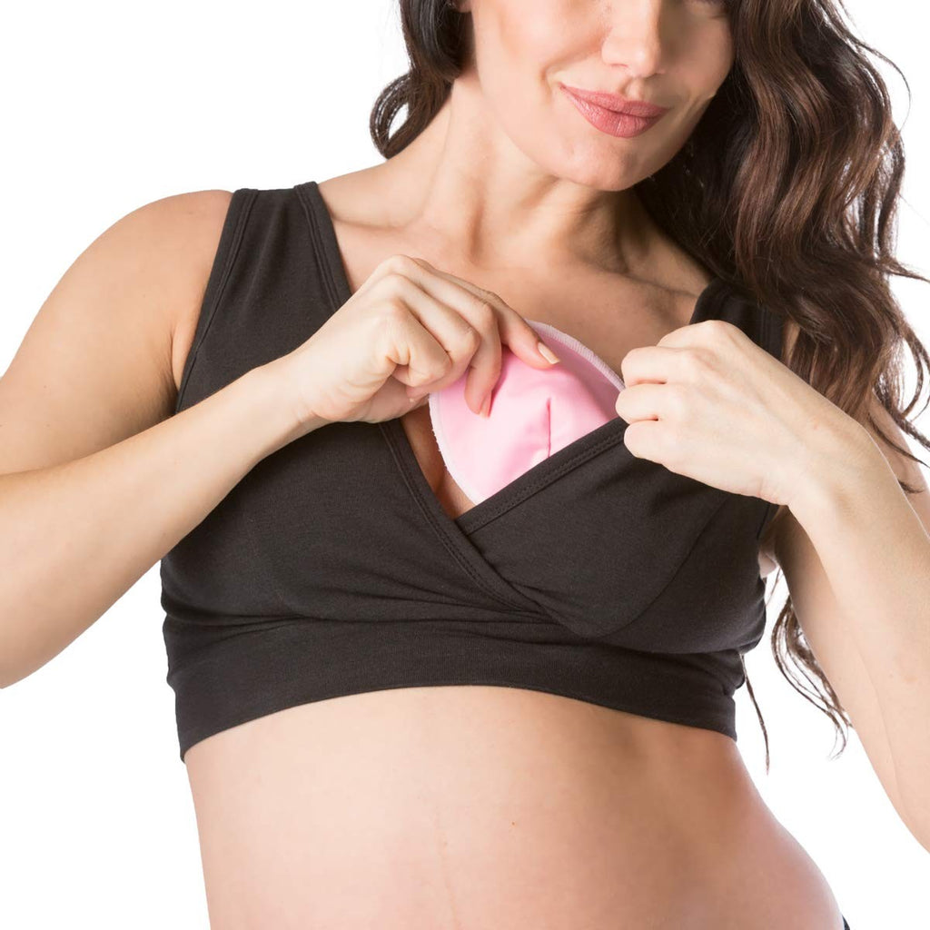 Fishers Finery Womens Breastfeeding Nursing Bra with Nursing Pads (Blk, L)