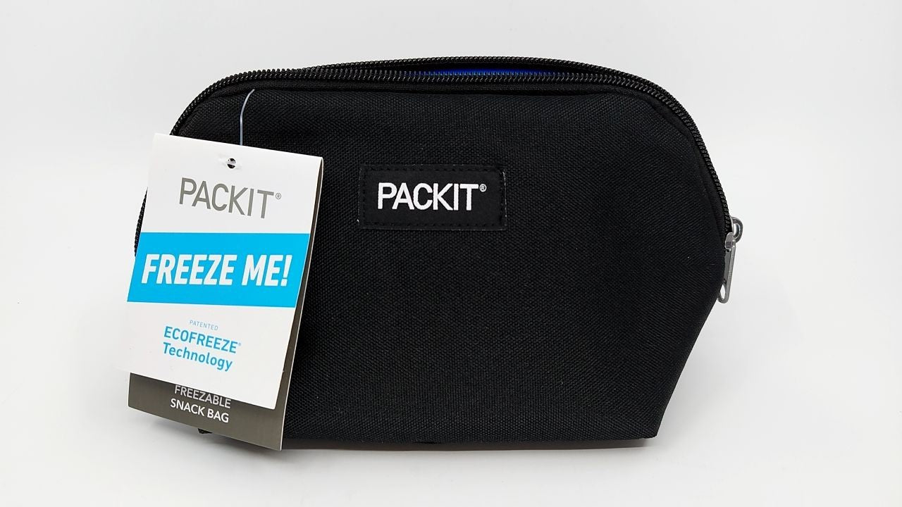 PackIt Black Freezable Snack Bag, EcoFreeze Technology, Portable Design