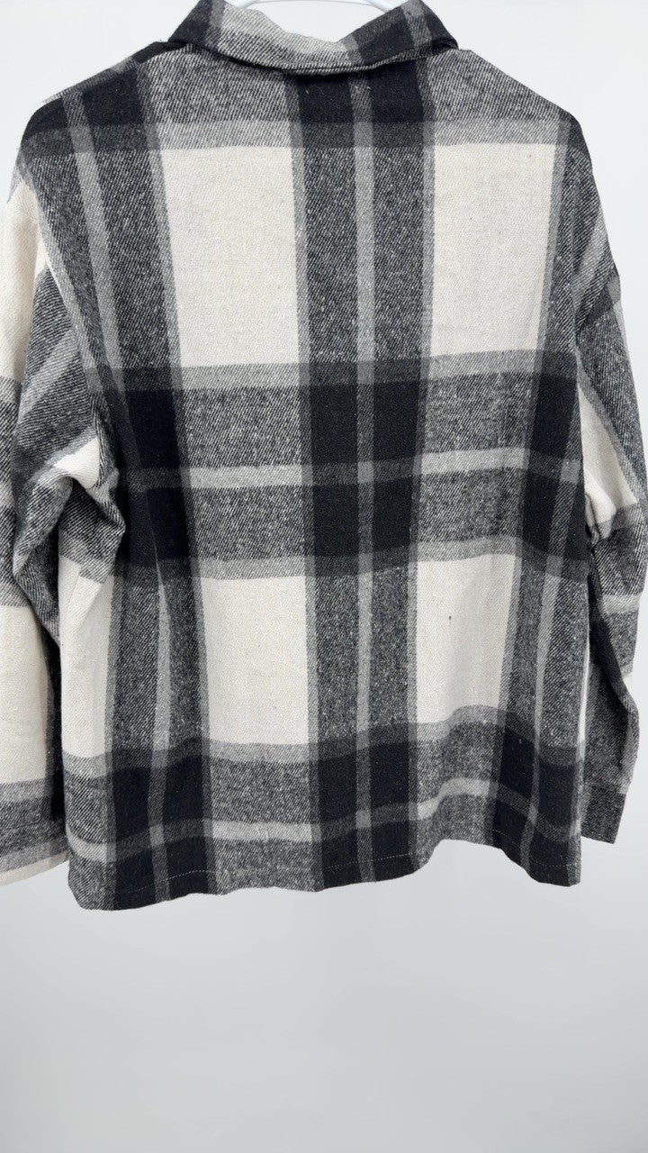 Plaid Button-Up Long Sleeve Shacket