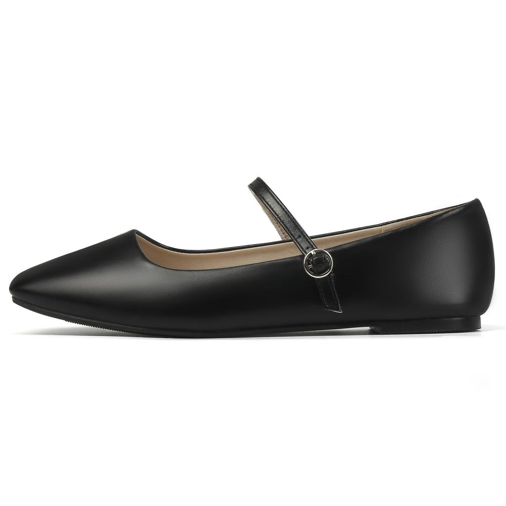 Versatile Womens Black Flats Size 7 w/ Adjustable Strap & Comfort