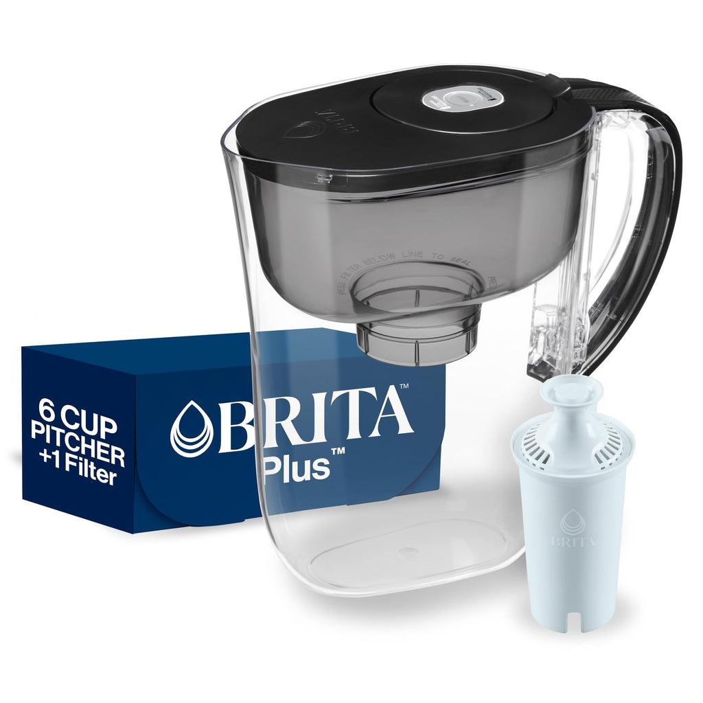 Brita 6 Cup Water Filter Pitcher w/ BritaPlus Filter, Black