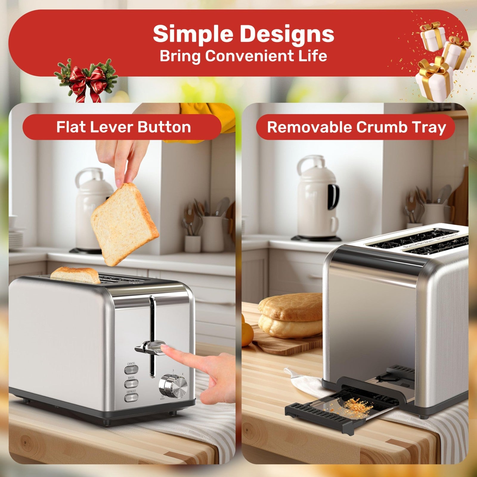 YSSOA 2-Slice Stainless Steel Toaster, 6 Shade, Bagel & Defrost Functions
