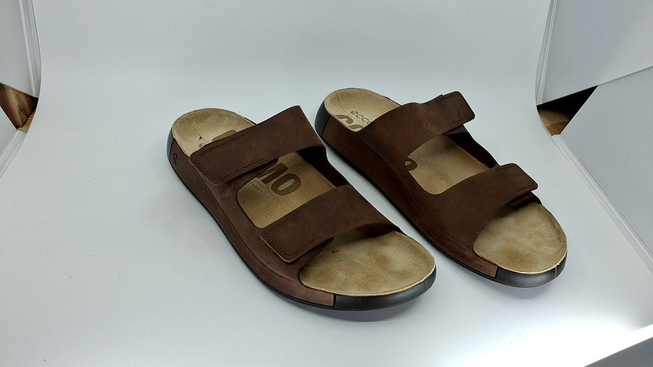 ECCO Men's Cozmo Two Band Slide Sandal, Potting Soil Nubuck, 12-12.5