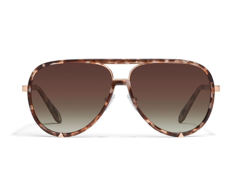 Quay Womens Polarized Aviator Sunglasses, Brown Tortoise, Oversized
