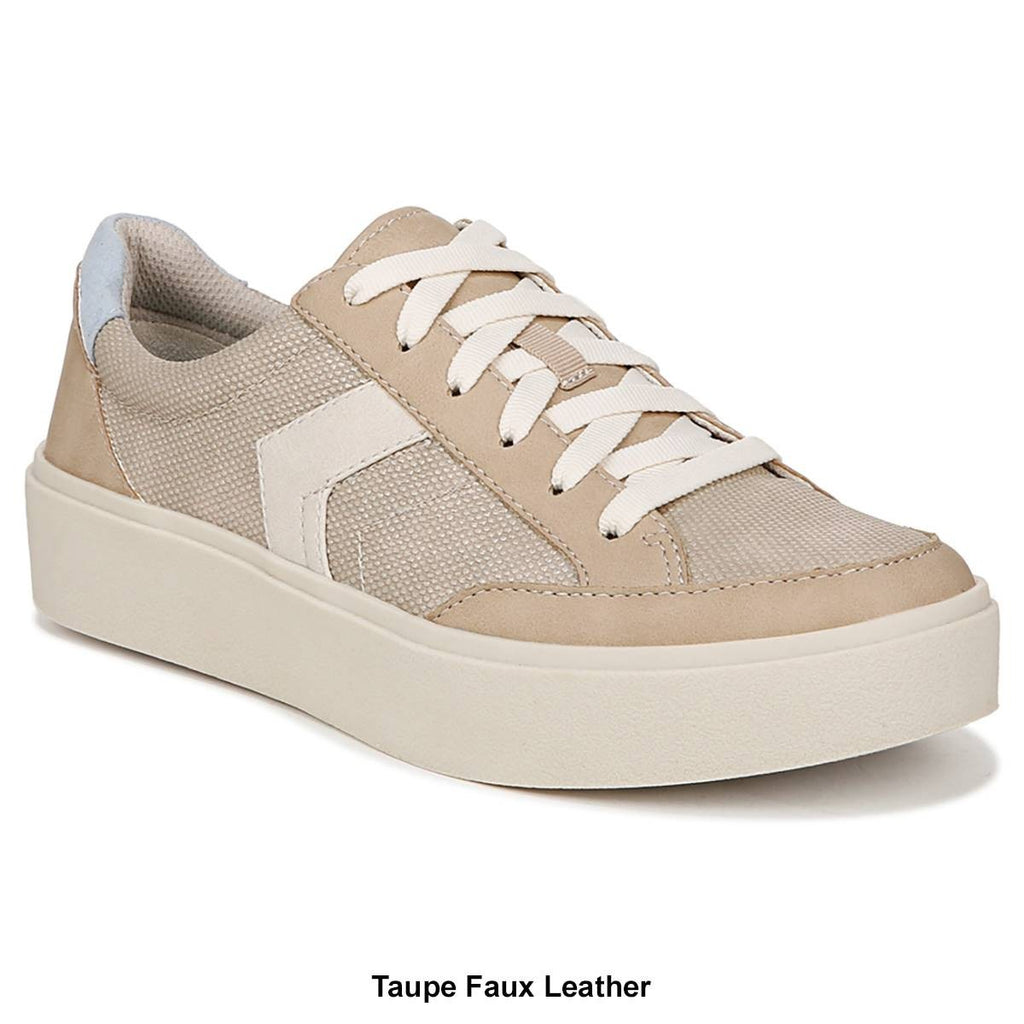 Dr. Scholl's Women's Madison Lace Sneaker, White/Brown, 8.5