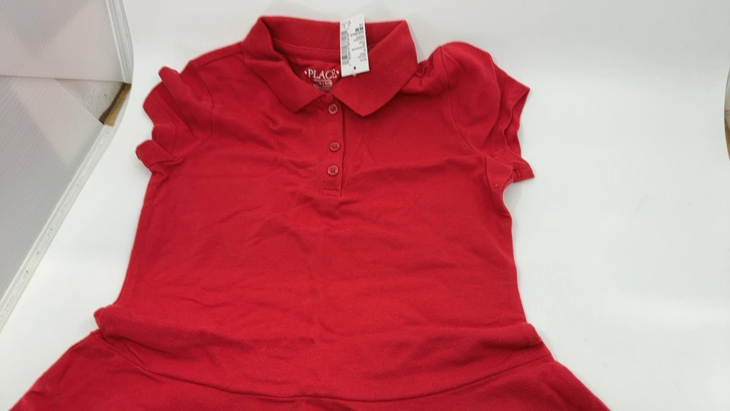 Medium Ruby Pique Polo Dress for Girls, Short Sleeve, Drop Waist