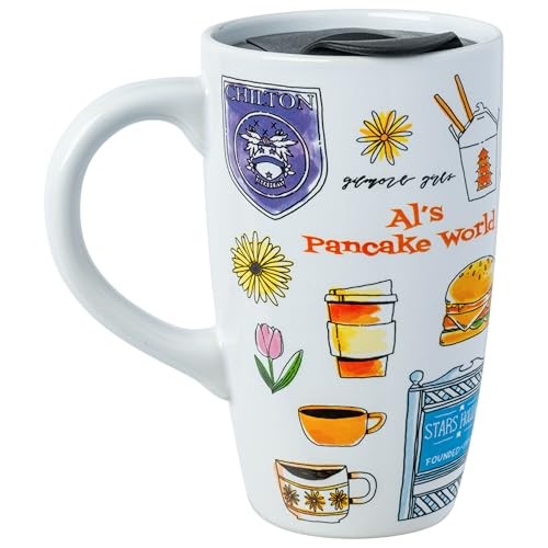 Gilmore Girls Stars Hollow Ceramic Travel Mug, 16oz, Spill-Resistant Lid