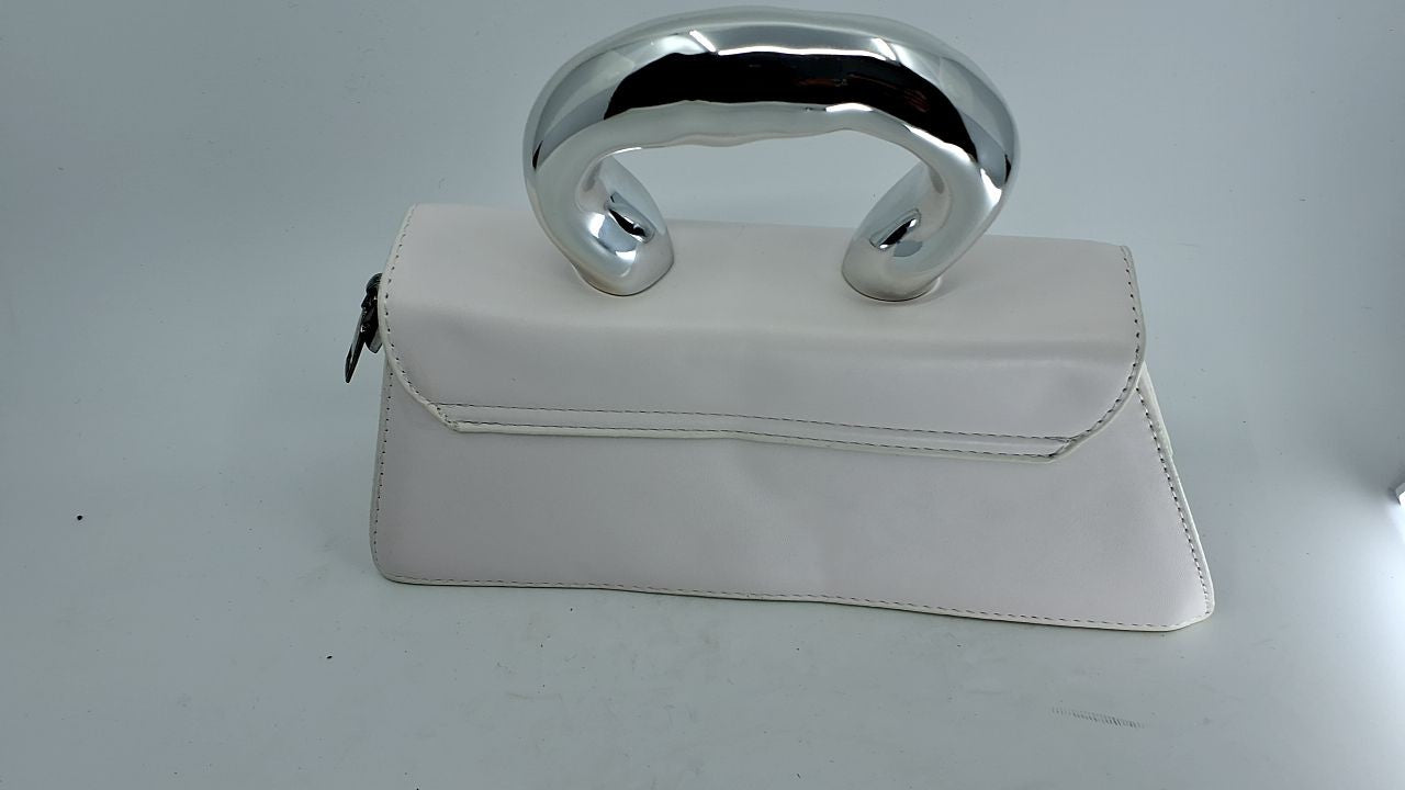 Small Silver Crossbody Handbag Faux Leather Y2K Tote for Women