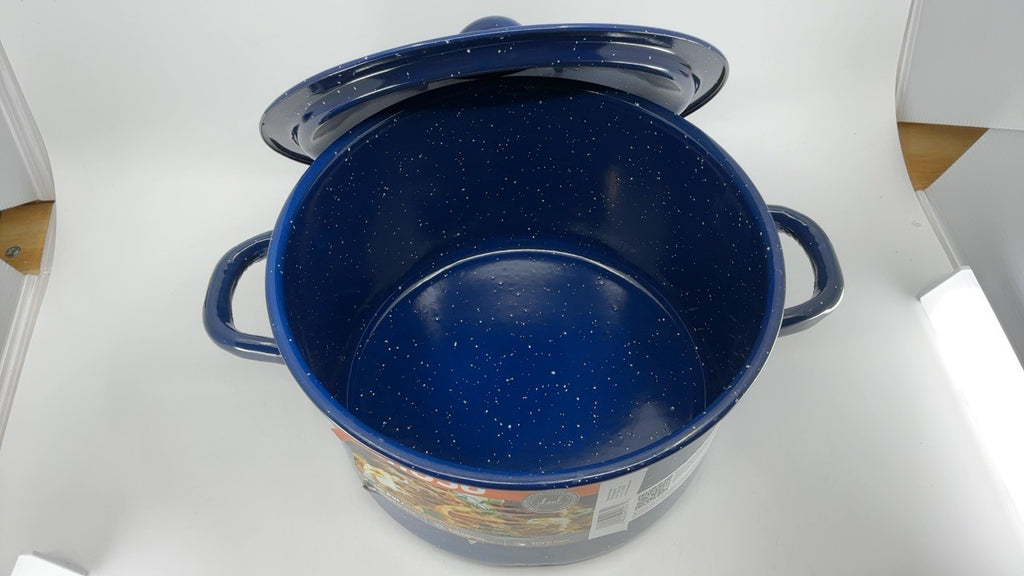Blue Speckled Enamel Stock Pot 6Qt w/ Lid, IMUSA Kitchen Essential