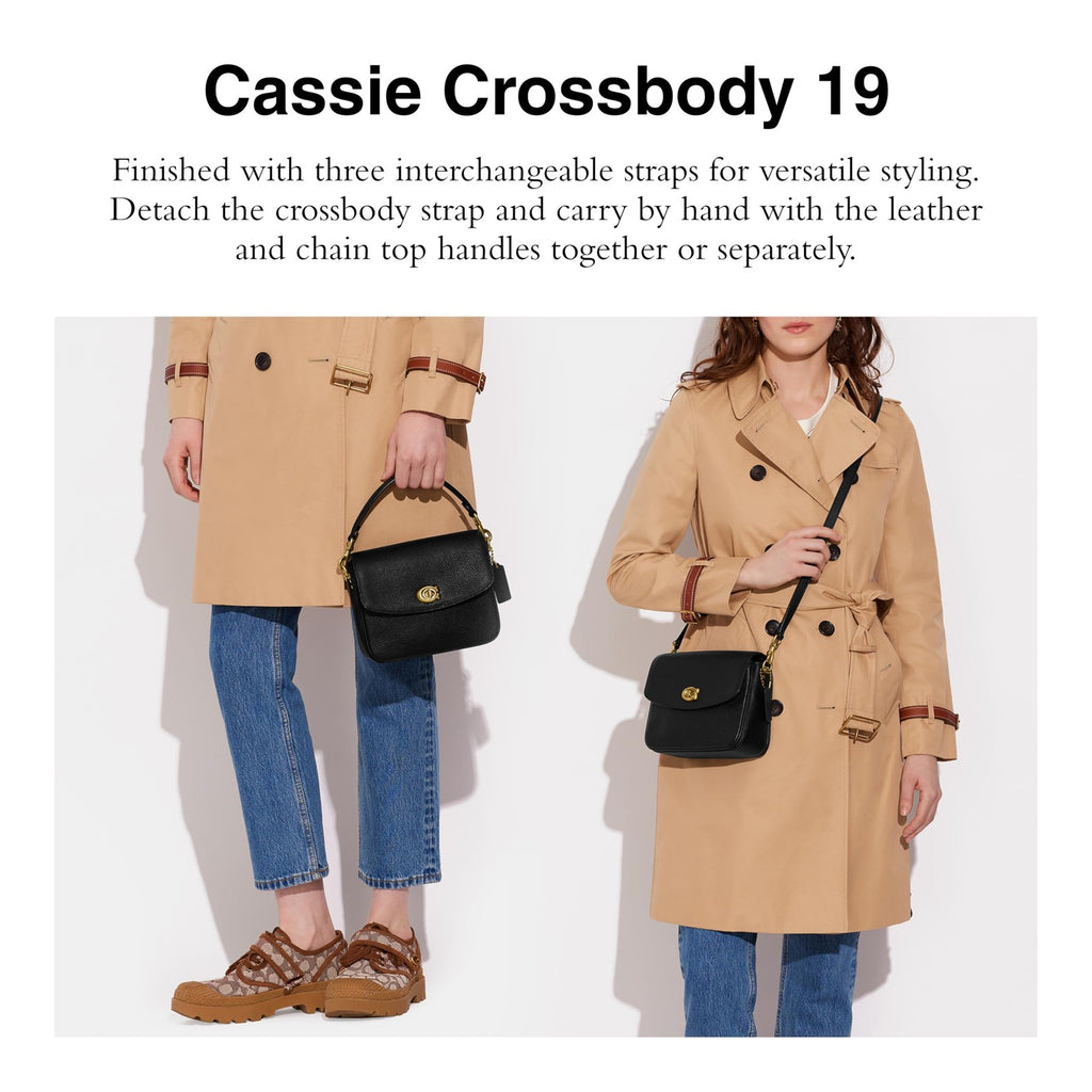 COACH Polished Pebbled Leather Cassie Crossbody 19, B4/Black, One Size