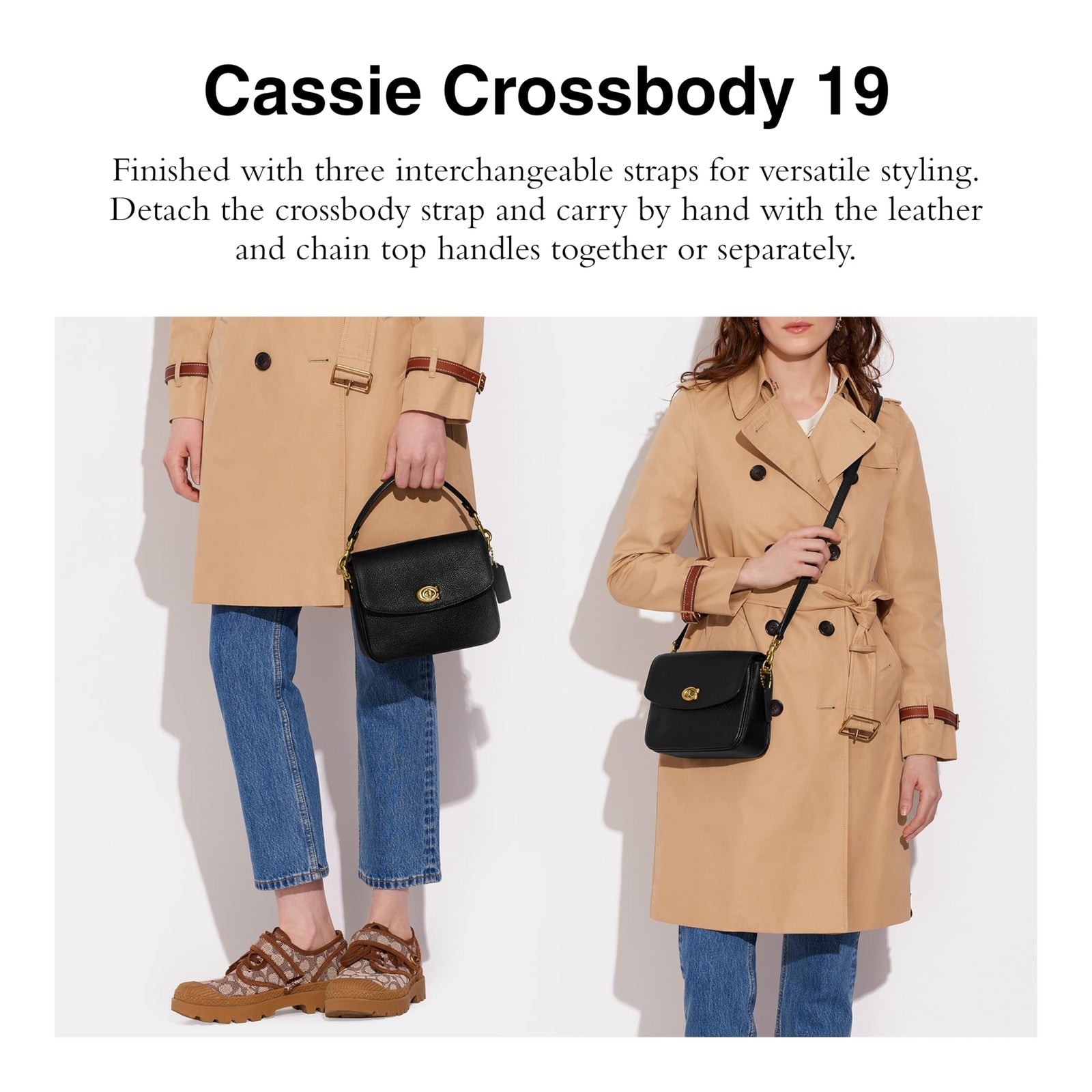 COACH Polished Pebbled Leather Cassie Crossbody 19, B4/Black, One Size