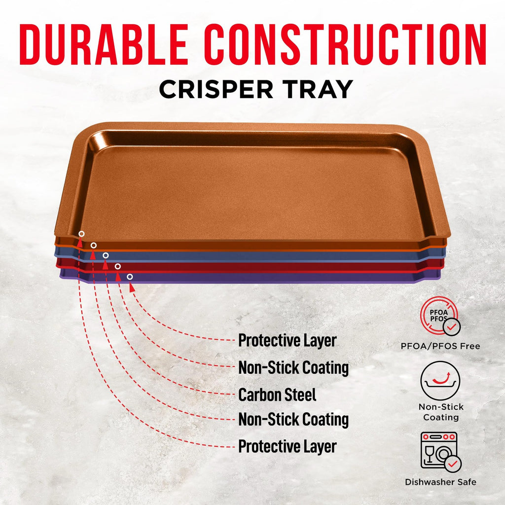 Air Fryer Tray Nonstick Copper 9.5x13 in, Dishwasher Safe