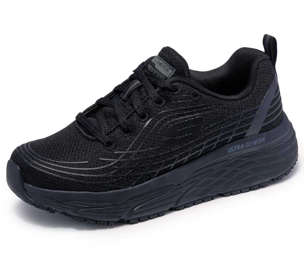 Skechers Relaxed Fit Max Cushioning Elite Work Shoes, Black, Size 11