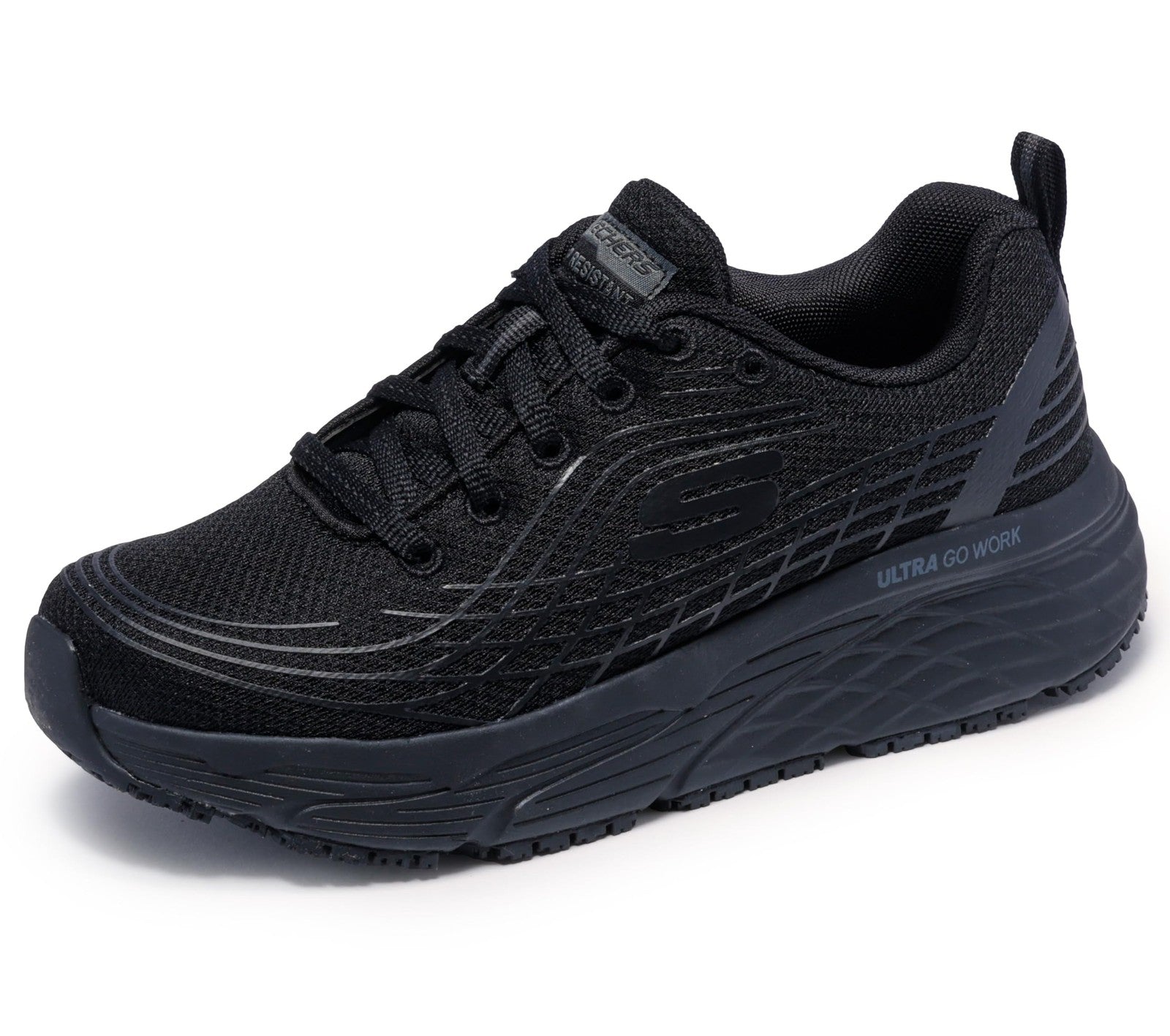 Skechers Relaxed Fit Max Cushioning Elite Work Shoes, Black, Size 11