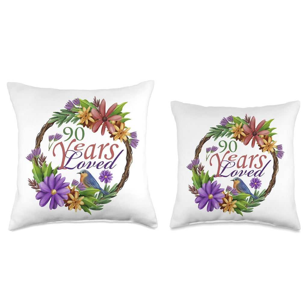 90 Years Loved, 90th Birthday For Women, Grandma, Mother Throw Pillow