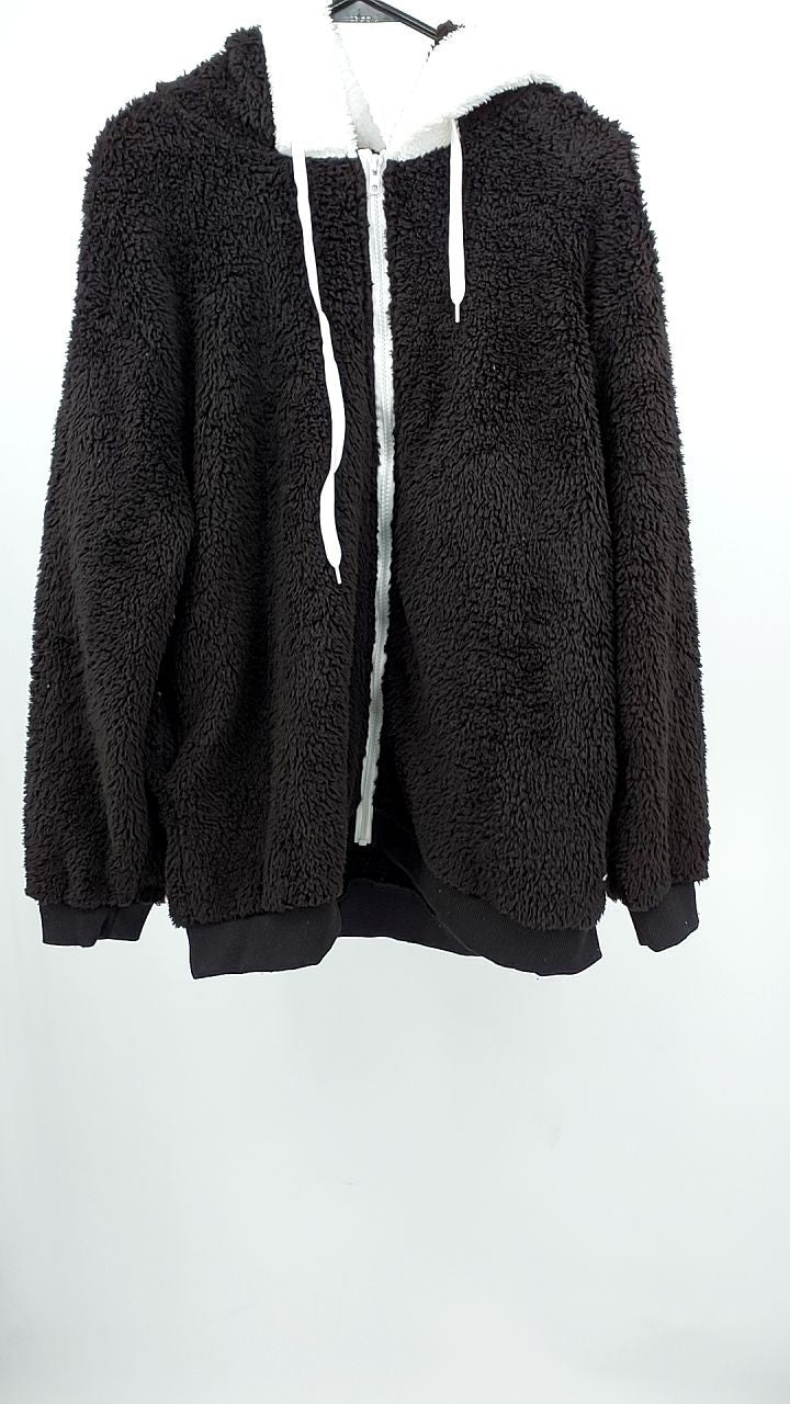 Full Size Cozy Fleece Zip-Up Hooded Jacket Plus Size