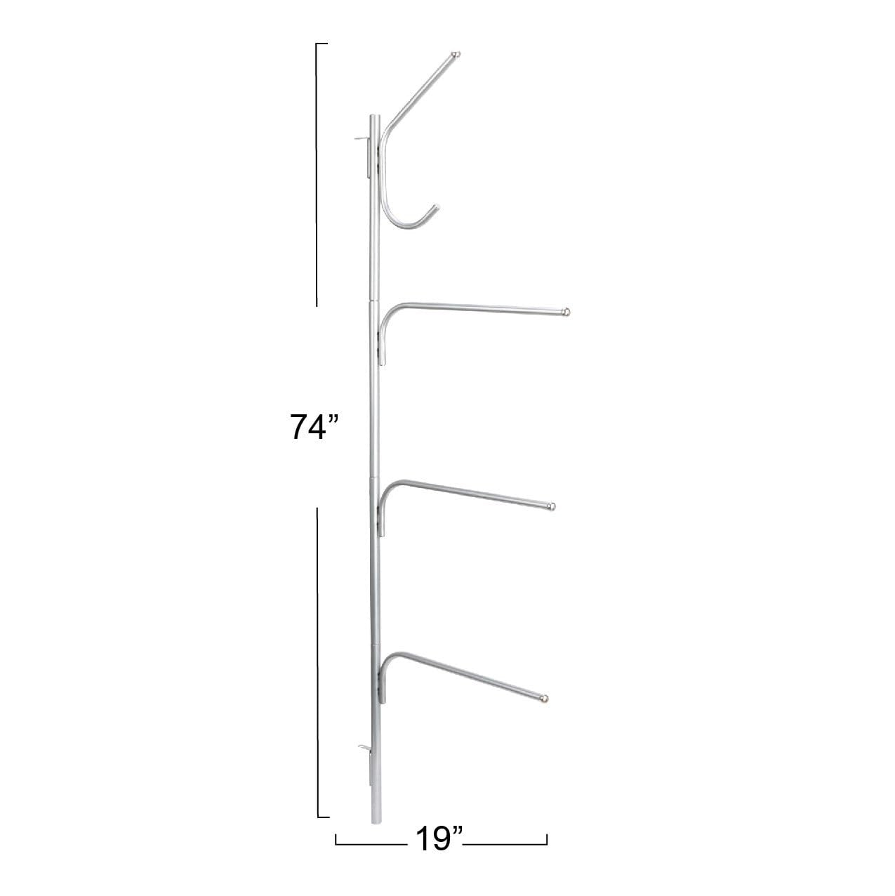 Hinge-It Clutterbuster Family Towel Bar, Silver, 4 Swiveling Bars
