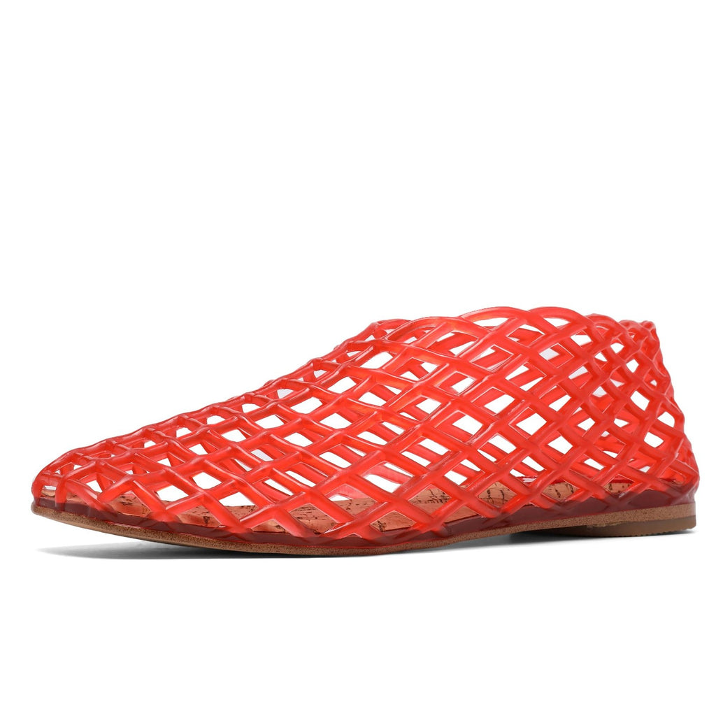 Molozoey Women's Jelly Mesh Ballet Flats, Closed Toe, Red, Size 9