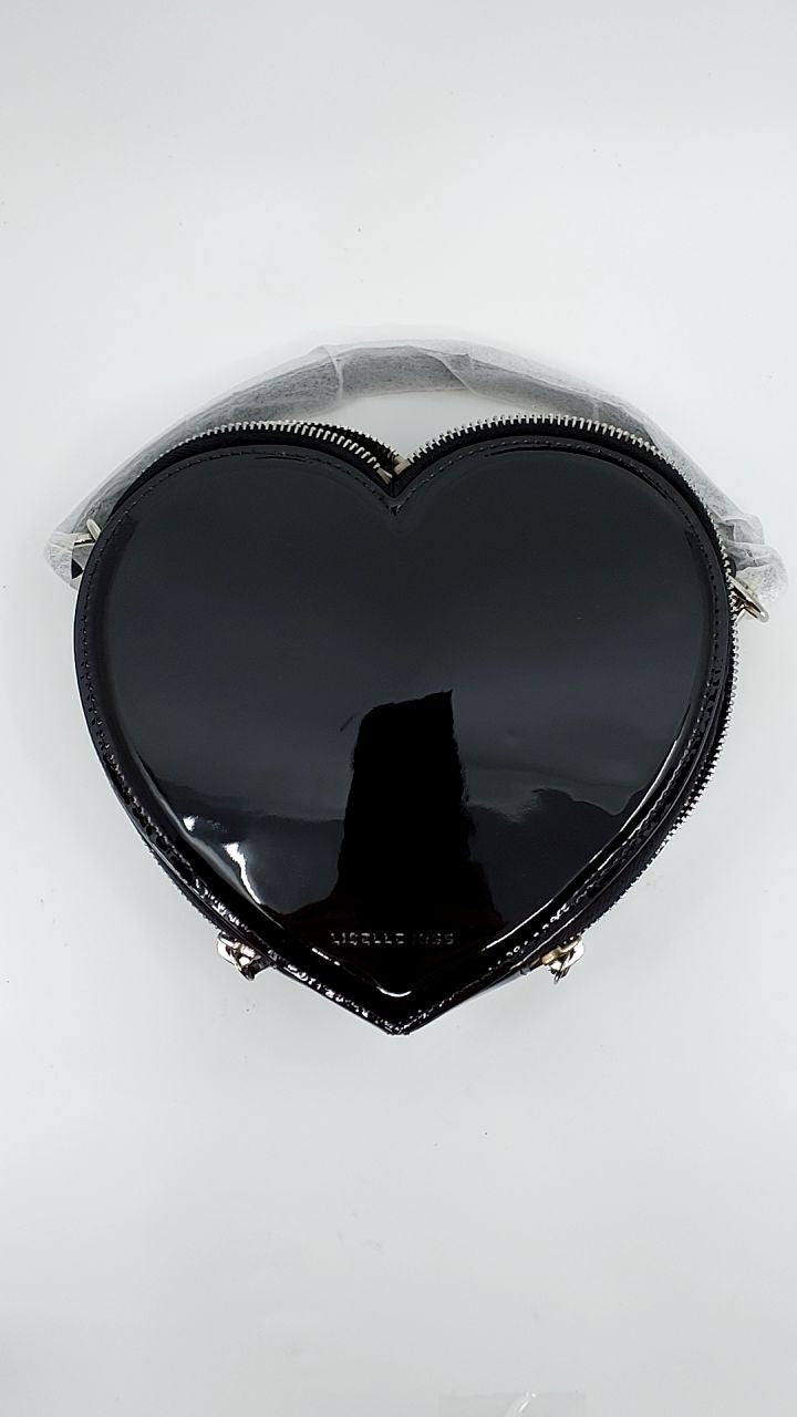 Liselle Kiss Harley Heart Top Handle Crossbody Bag, Black Glossy