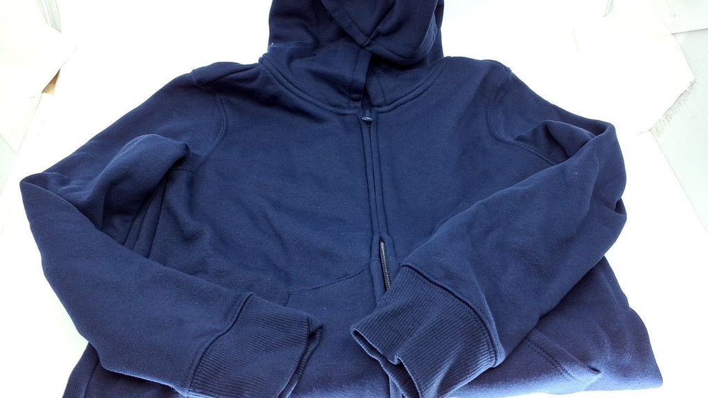 Amazon Essentials Girls' Fleece Zip-Up Hoodie Sweatshirt, Navy, Large