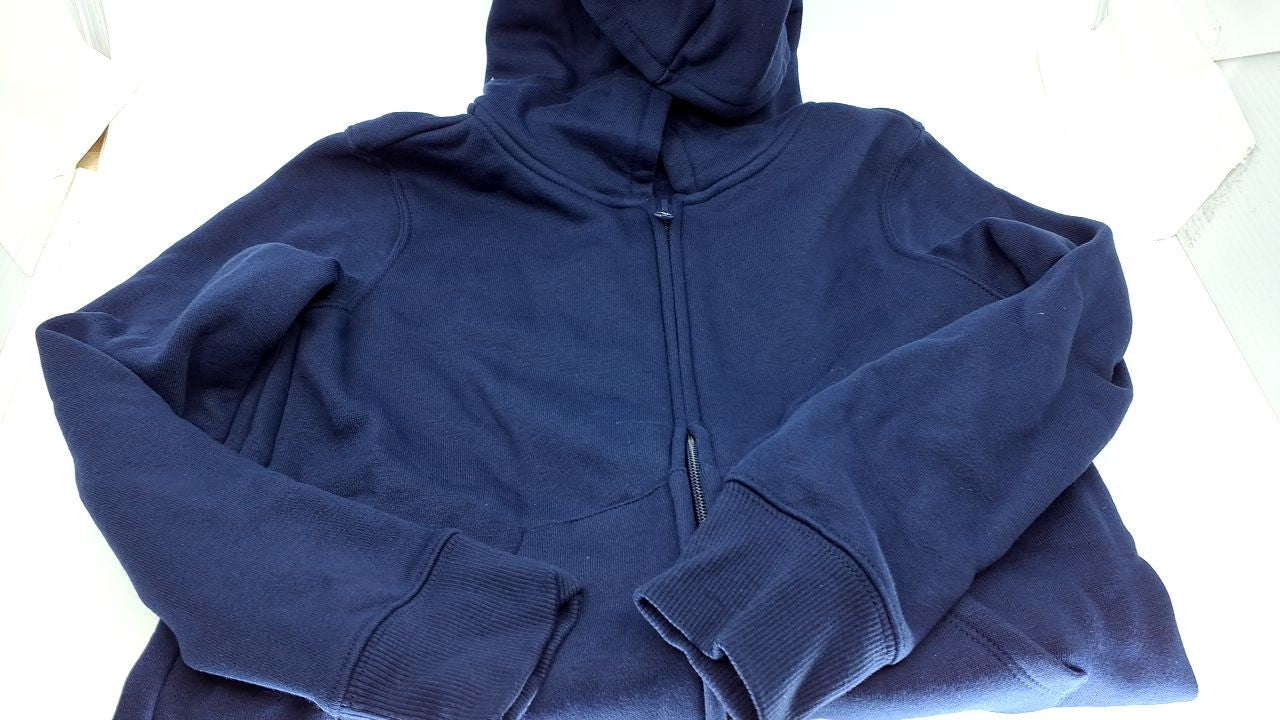 Amazon Essentials Girls' Fleece Zip-Up Hoodie Sweatshirt, Navy, Large