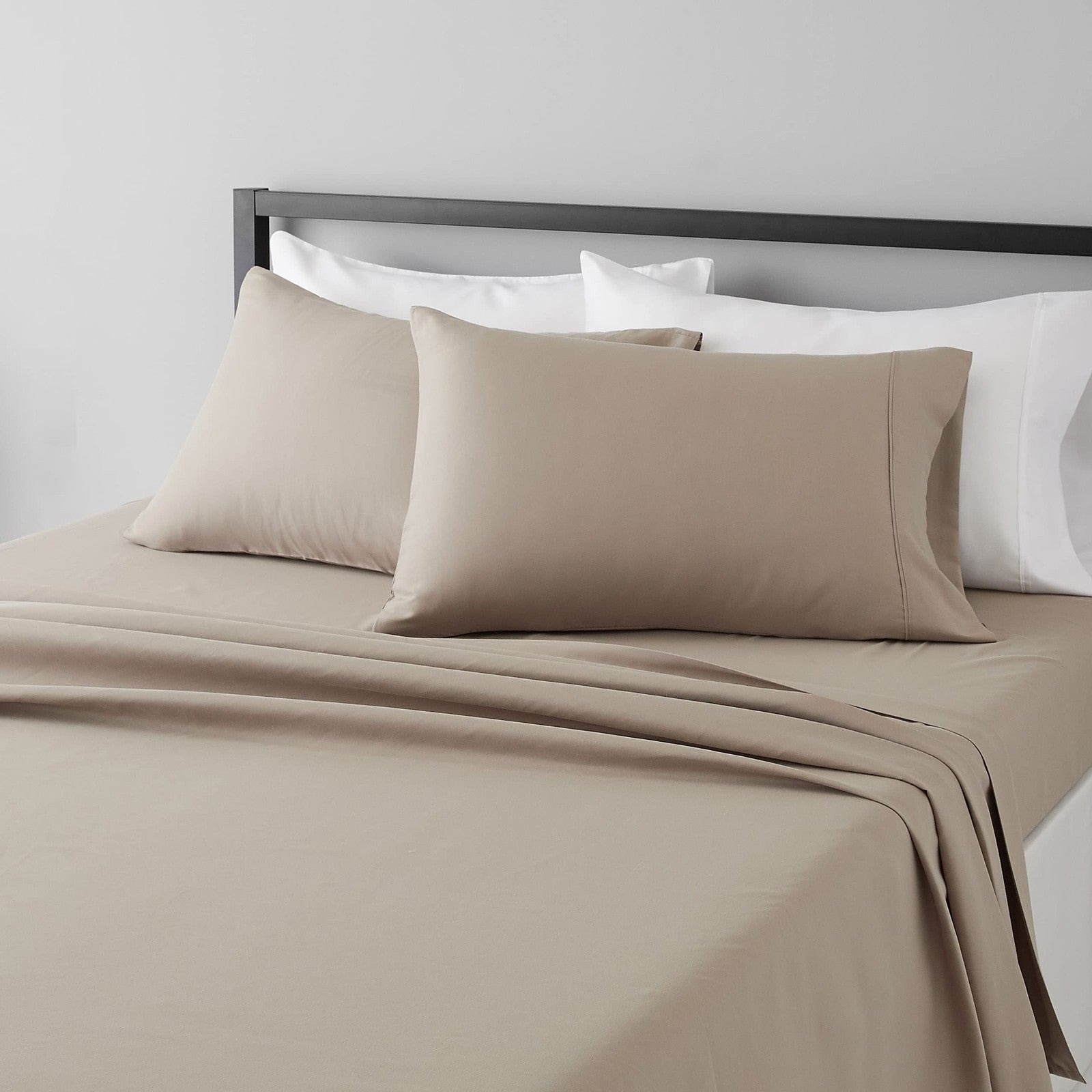Lightweight King Microfiber Sheet Set, 4 Pieces, Taupe, Deep Pockets