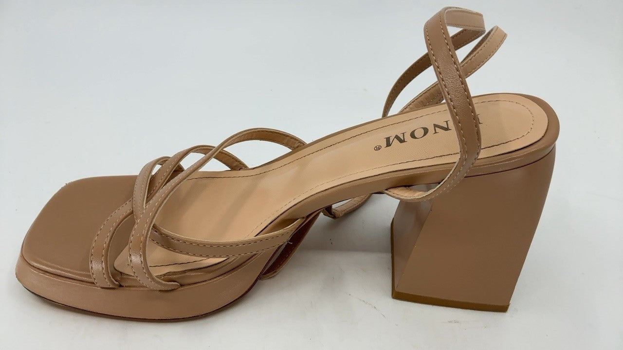 Women’s Nude Chunky Heels Size 8 Ankle Strap Platform Sandals