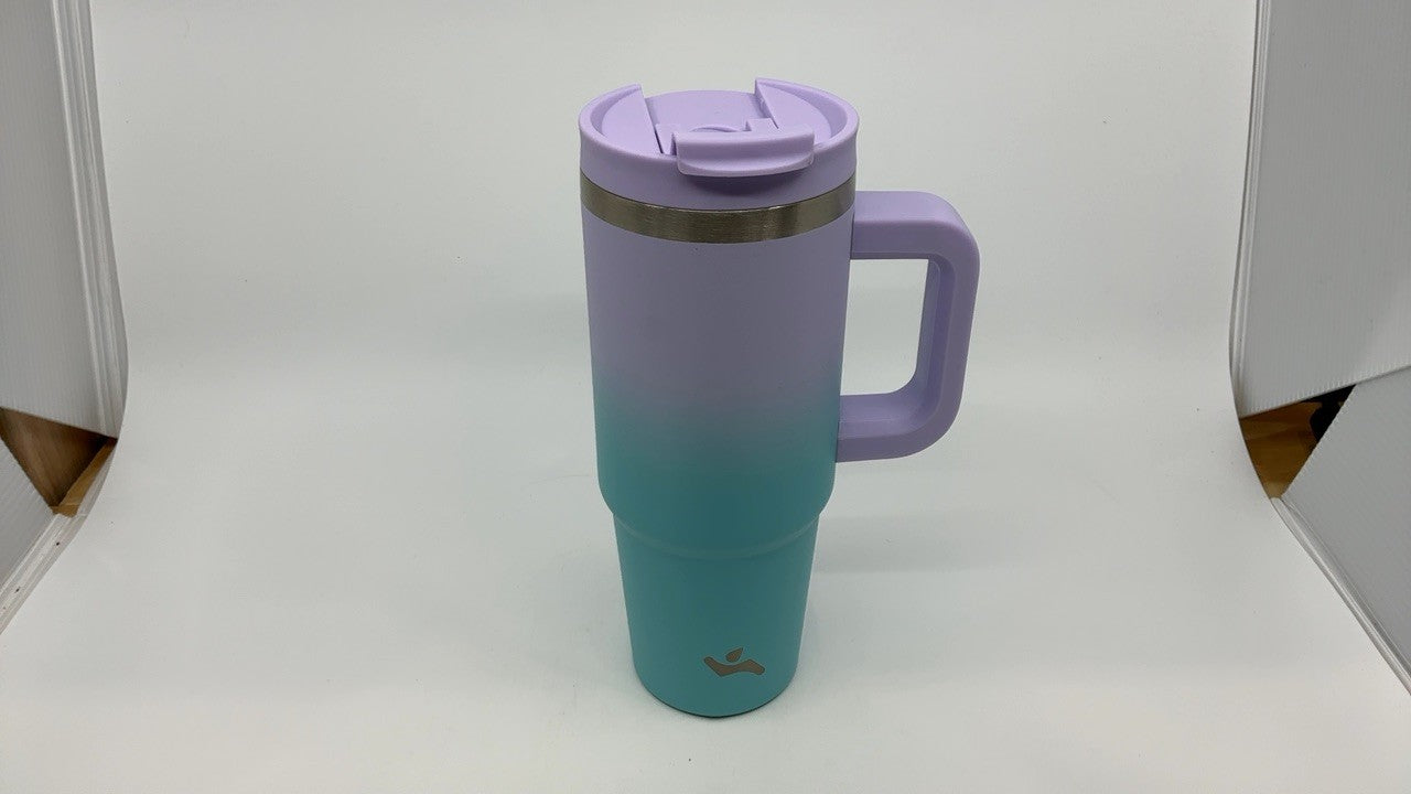 Stainless Steel 30oz Tumbler, Insulated, Lavender Green, 2 Straws