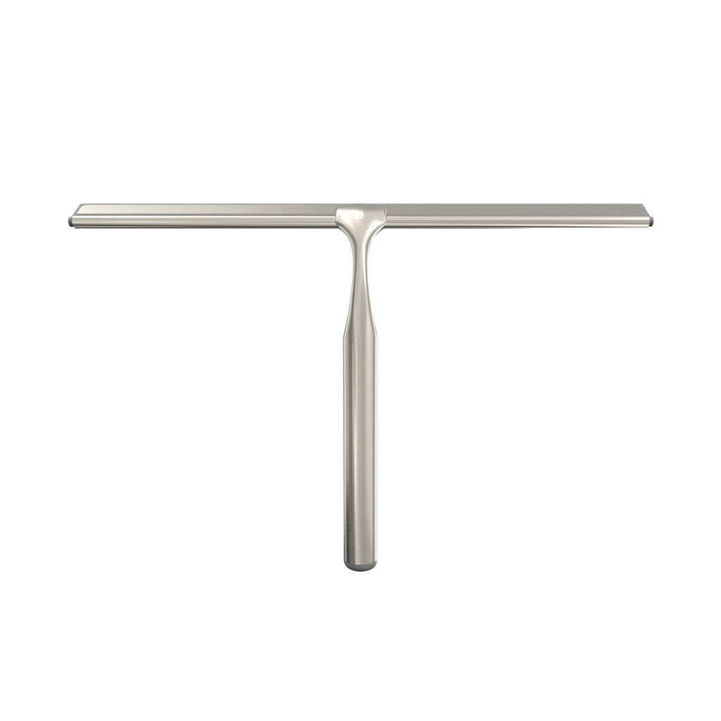 Heavy Duty 12 In Shower Squeegee w/ Silicone Blade & Brushed Nickel Hook