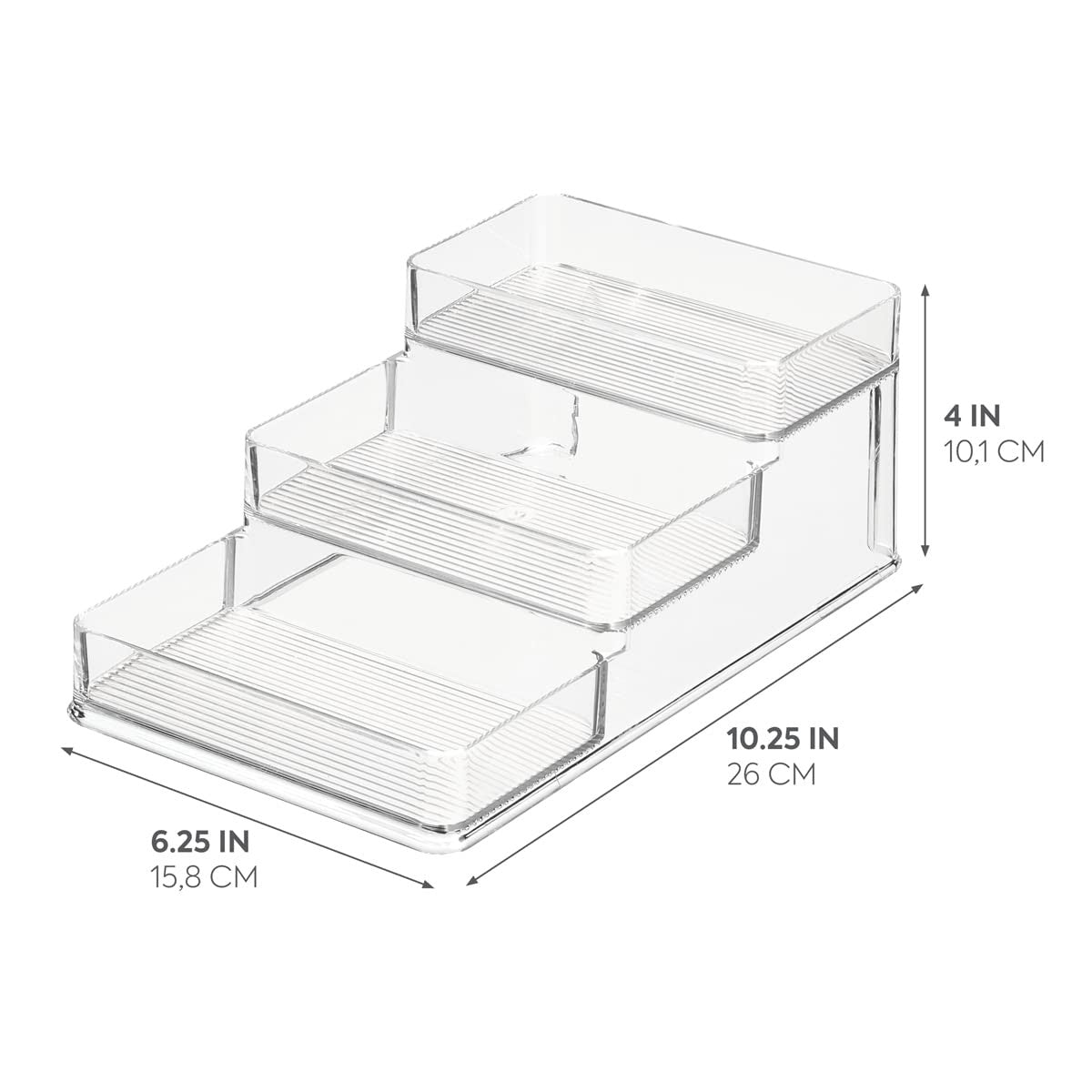 Recycled Plastic 3-Tier Spice Rack Organizer, Clear, 6.25x4x1.25in