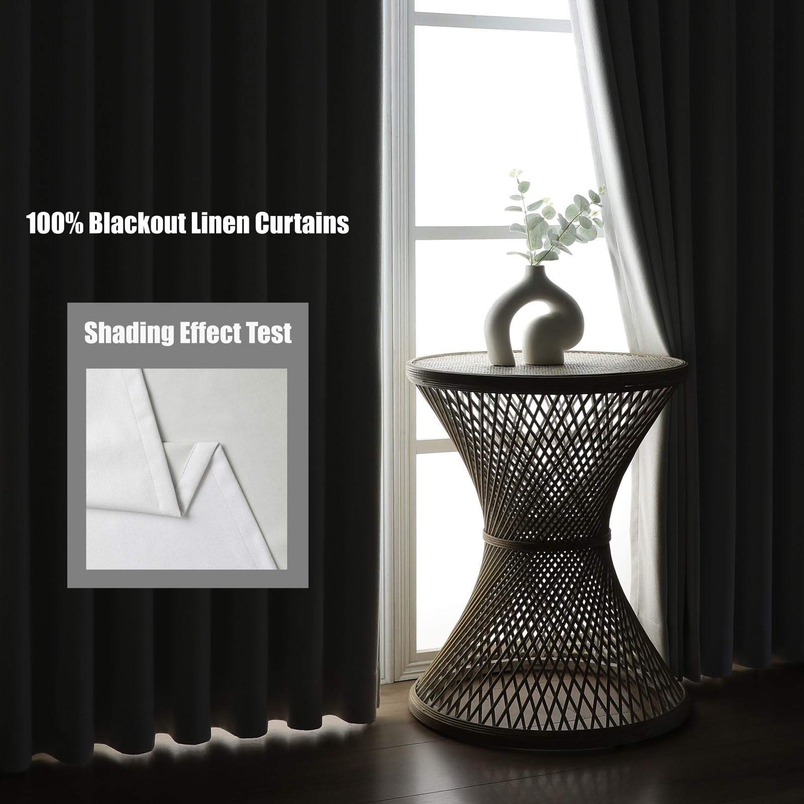 Blackout Curtains 52W x 72L - 2 Panels Set, Thermal Insulated, White