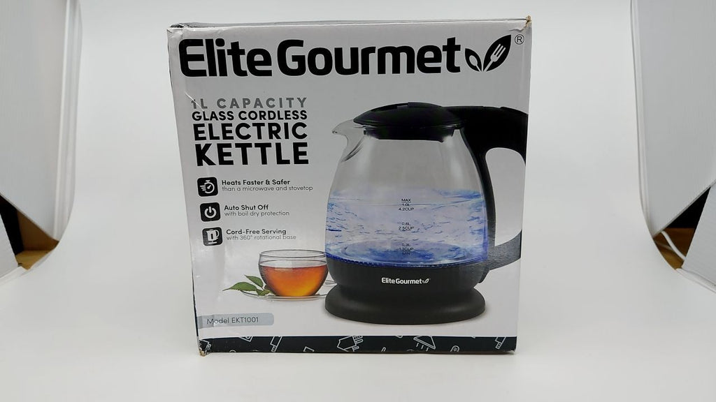 Elite Gourmet Kettle 1.1 Qt Glass 1100W Cordless w/ Temperature Control