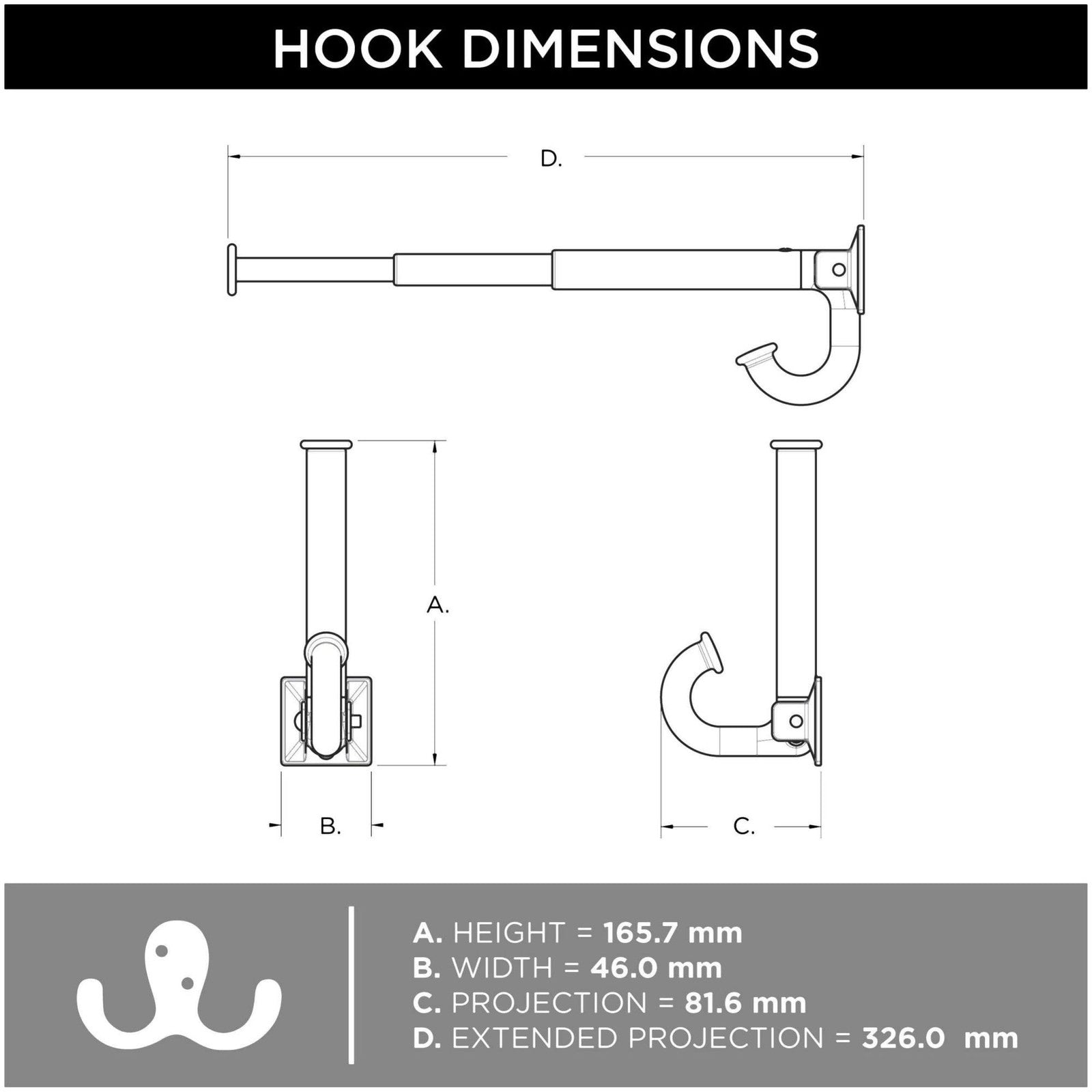 Franklin Brass Pure White Square Extend-a-Hook