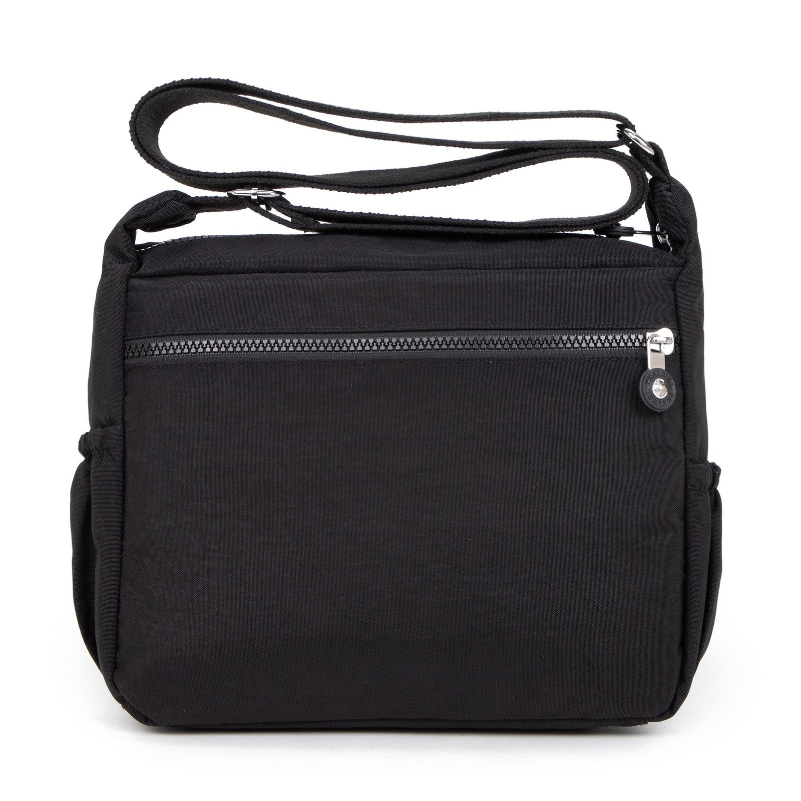 Lightweight Black Handbag for Women - 10 Pocket Nylon Tote w/ Adjustable Strap