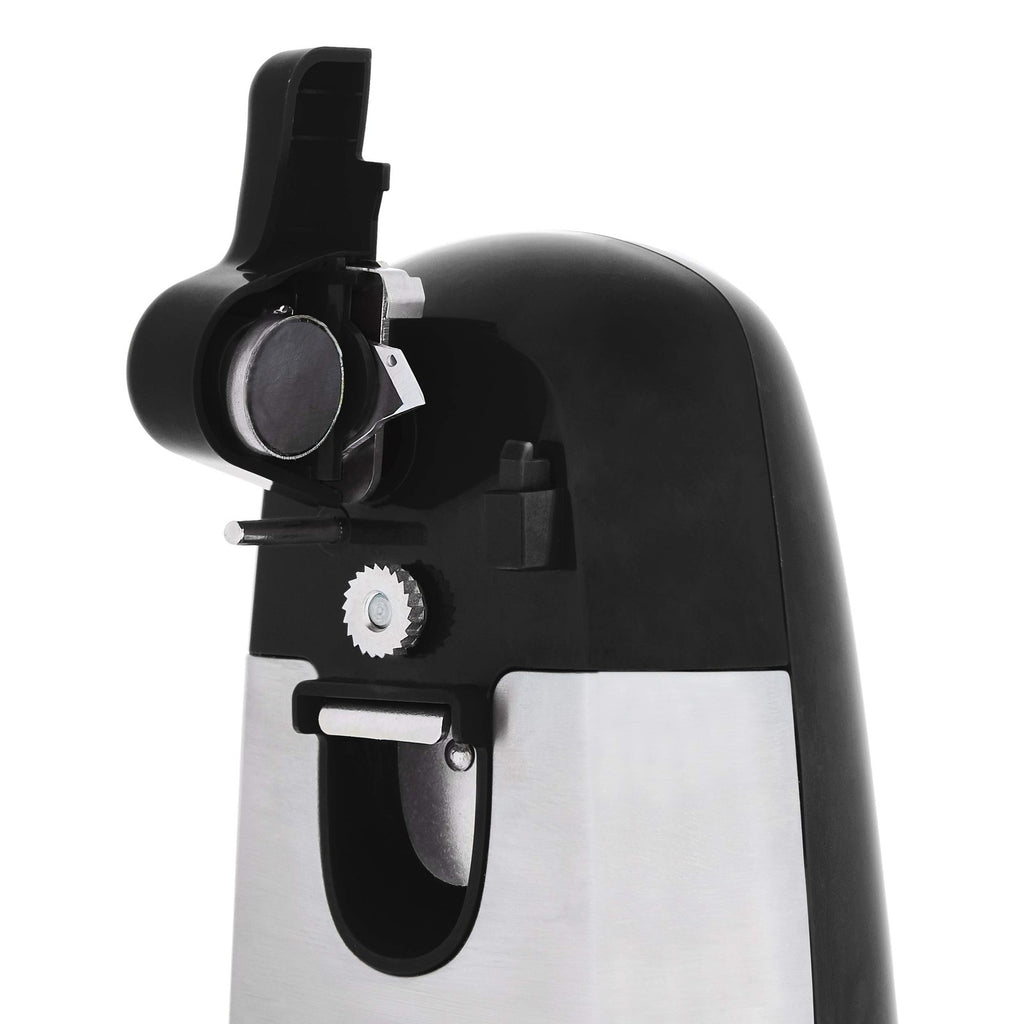 Electric Can Opener & Bottle Opener, Magnetic Lid Holder, Black