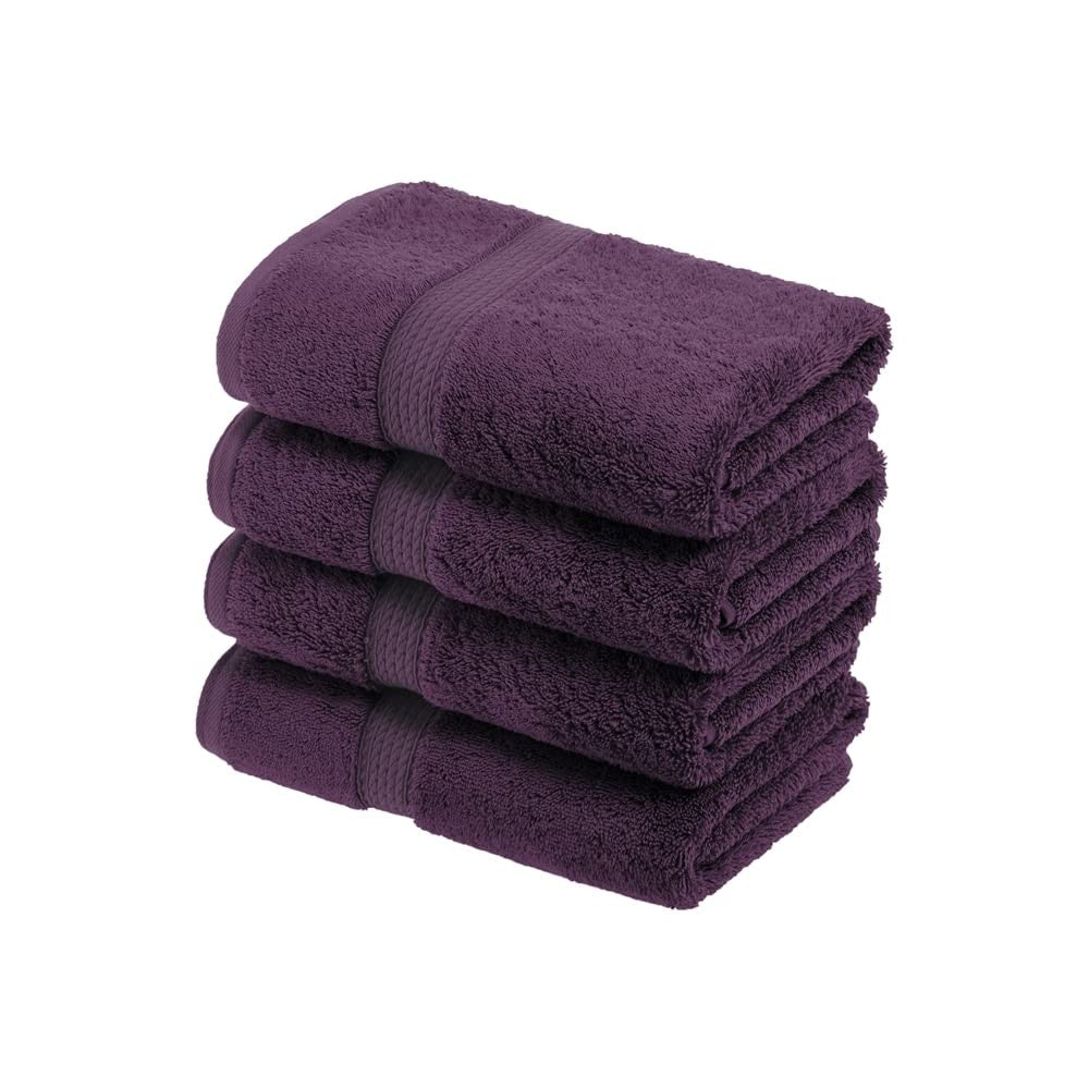 4-Pack Egyptian Cotton Hand Towels, Ultra Soft & Absorbent, Plum
