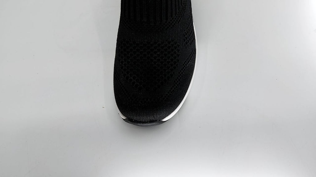Skechers Women's A-Wedge-Crecent Hands Free Slip-ins Sneaker, Black, 7.5