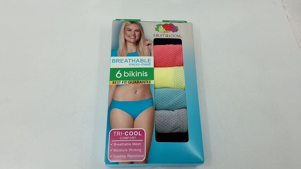 Fruit Of The Loom Women's Moisture Wicking Bikini Underwear, Size 7, 6 Pack