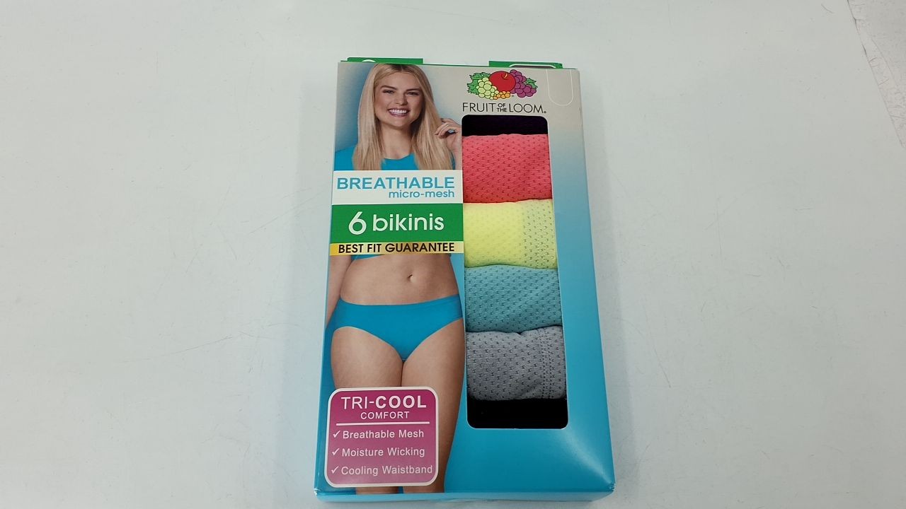 Fruit Of The Loom Women's Moisture Wicking Bikini Underwear, Size 7, 6 Pack