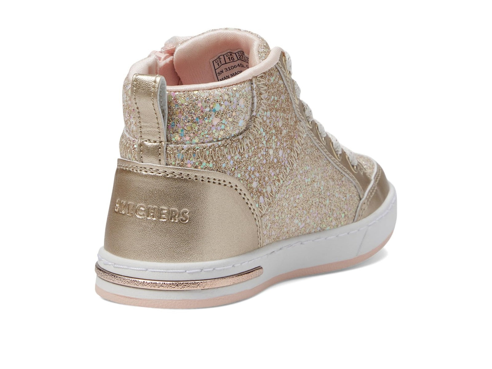Skechers Kids Girls Shoutouts 2.0-Glitter Queen Sneaker, Gold, 4 Big Kid