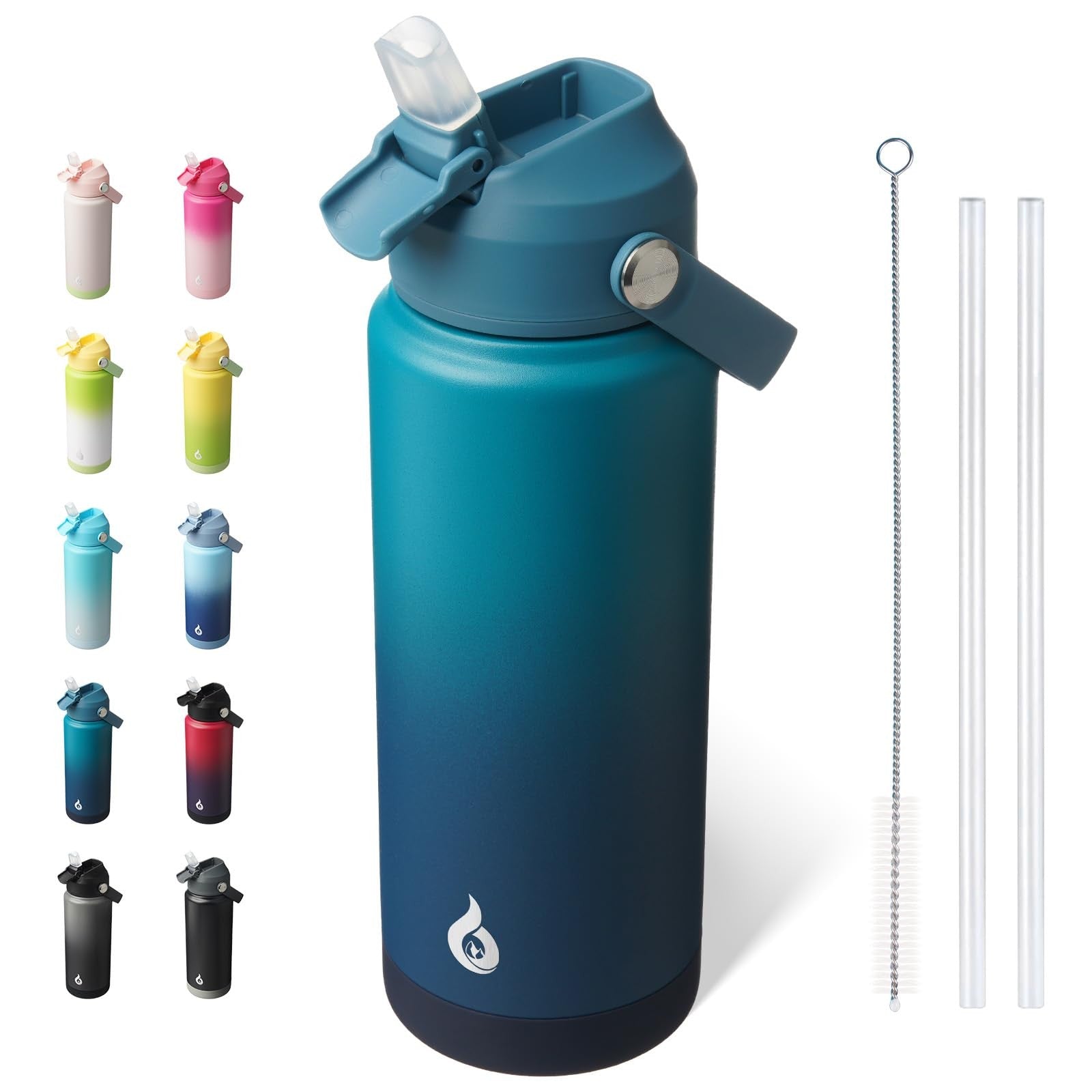 Vast 24oz Metal Water Bottle w/ Straw Lid, Thermo for Sports & Travel